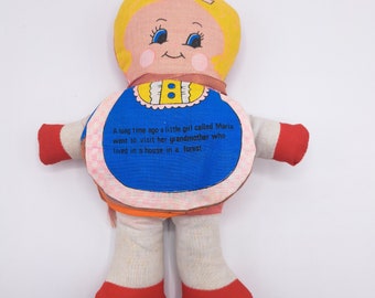 vintage cloth doll lift flap childs book retro 70s rag