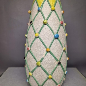 Italian FF FRATELLI FANCIULLACCI ceramic harlequin vase rare yellow signed