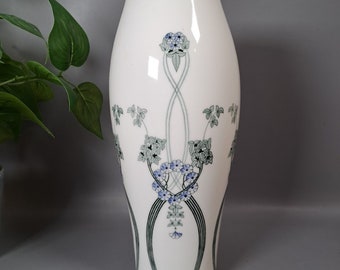 art nouveau German tall vase blue green pretty antique early 1900s VGC