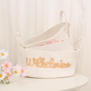 Personalisierter Babyparty-Geschenkkorb, Seil-Baumwollbaby-Geschenkkorb, Baby-Geschenkkorb, Spielzeugkorb, Neugeborenen Geschenk, Baby-Namensgeschenk, Babykorb