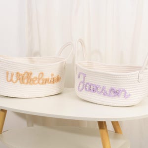 Personalisierter Babykorb | Seil Baumwolle Baby Geschenkkorb | Baby-Geschenk-Korb | Neugeborenen Geschenk | Baby-Dusche-Geschenk | Spielzeug Organizer | Kinderzimmer Geschenk