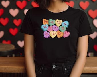 Candy Hearts Valentine's Day T-Shirt Gift For Data Lovers Shirt Funny Data T Shirt for Work Gift for Data Enthusiast Data Analyst Tee Pile