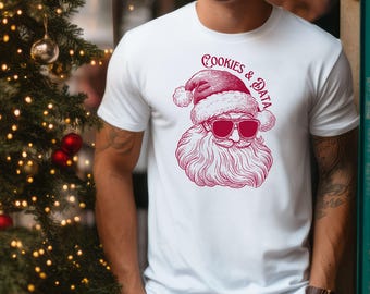 Christmas Cool Santa Cookies T-Shirt Gift For Data Lovers Shirt Funny Data T Shirt for Work Gift for Data Enthusiast Data Analyst Tee