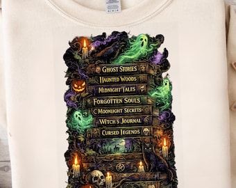 ハロウィンブックPNG、魔女の呪文書スタック昇華デザイン、不気味な読書家Tシャツデジタルグラフィックファイルアセット、ゴシックオータムPNG