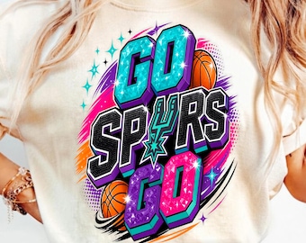 Go Spurs Go Basketball PNG Sublimation Design, San Antonio Sports Fan Shirt Digital Download, Sparkle Glitter Gameday Png for Sweatshirts
