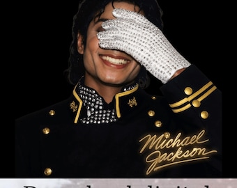 Michael Jackson PNG King of Pop Digital Design Retro 80s Music Shirt Png Sequin Glove Pop Art Music Legend Sublimation MJ Fan Gift Apparel