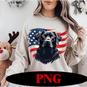 Patriotic Labrador 4th of July Dog PNG | American Flag Sublimation Design | Hunting Dog Clipart  Digital Download