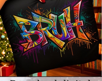 Bruh PNG Graffiti Design - Colorful Streetwear Typography Sublimation - Funny Teacher Back to School Shirt PNG - Retro 90s Neon Hip Hop Art