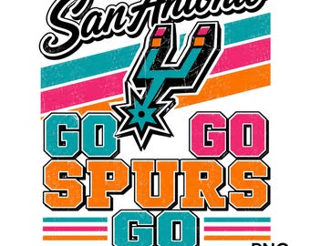 Go Spurs Go PNG, San Antonio basket sublimeringsdesign, Retro Fiesta färger T-shirt konst, Texas Sports Fan Hoodie grafik, Digital PNG