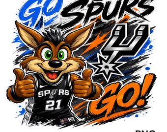 San Antonio baskettröja PNG, Go Spurs Go maskot T-shirtdesign, basketfan sublimering, Texas Sports hoodie grafisk fangåva