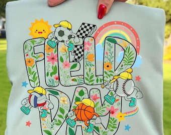 Field Day Shirt Design PNG, Retro Floral Field Day Sublimation, Groovy School Sports Graphic for Teachers and Students, Instant Download DIY