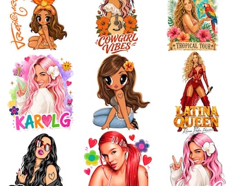 Karol G PNGバンドル、Bichota昇華グラフィック、Latina QueenツアーPNGアセット、かわいいトロピカルビーチガールスウェットシャツデジタルPNGファイルダウンロード