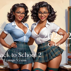 Back to School: A Vyntage Vyxens Calendar, gift for him, gifts for her, birthday gifts, sexy calendar, cosplay,