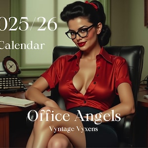 Office Angels: A Vyntage Vyxens Calendar, gift for him, gifts for her, birthday gifts, sexy calendar, Pinup Calendar