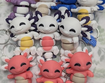 Magnetic Animal Keychain – 3D Printed Fidget Toy - Axolotl