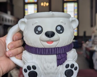 Porte-pinte de crème glacée ours polaire imprimé en 3D – Cadeau pour les amateurs d'ours