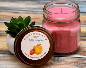 Berry Tangerine Candle, 8 oz Soy Candle, Fruity Scent
