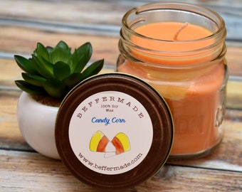 Candy Corn Candle, 8 oz Soy Candle, Halloween Candy Scent