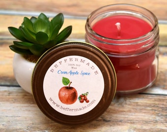 Cranapple Spice Candle, Scented 4 oz soy candle, Warm Scent, Autumn Scent