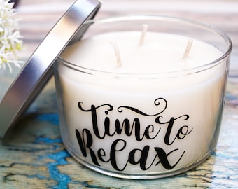 Time to Relax Candle, 14 oz, 3 wick Soy Candle