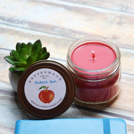 Macintosh Apple Candle 4 Oz Soy Candle Apple Candle Etsy