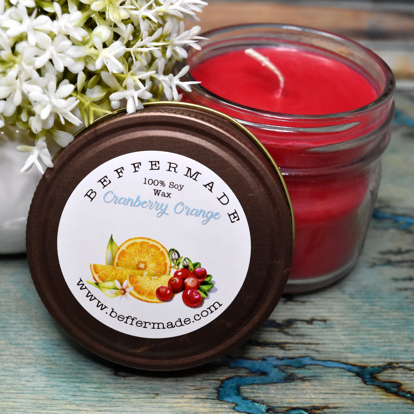 Cranberry Orange Candle 4 Oz Natural Soy Jar Candle Berry Etsy