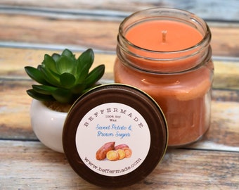 Sweet Potato and Brown Sugar Candle, 8 oz Soy Candle, Autumn Scent