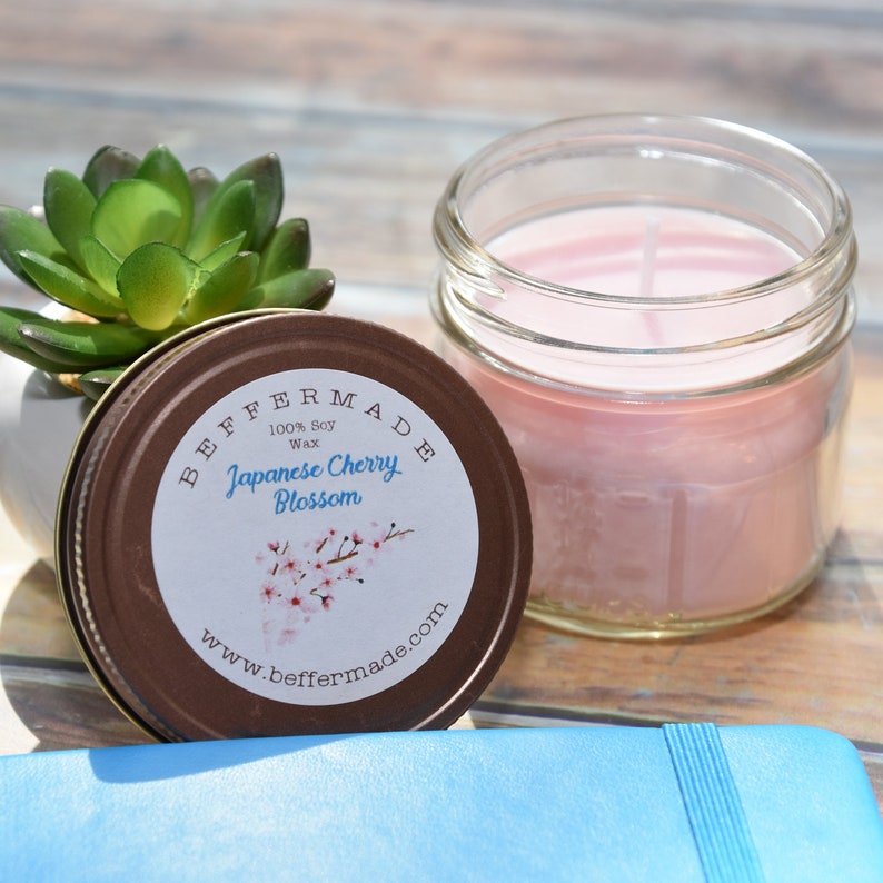Japanese Cherry Blossom Candle 4 Oz Soy Candle Floral Scent Etsy