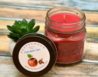 Cranapple Spice Candle, Scented 8 oz soy candle, Warm Scent, Autumn Scent