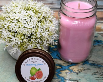 Strawberry Guava Candle, 16 oz Soy Candle, Fruity Scent, 24 oz, 32 oz