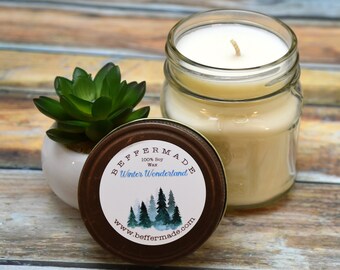 Winter Wonderland Candle, 8 oz Soy Candle, Winter Scent