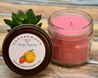 Berry Tangerine Candle, 4 oz Soy Candle, Fruity Scent