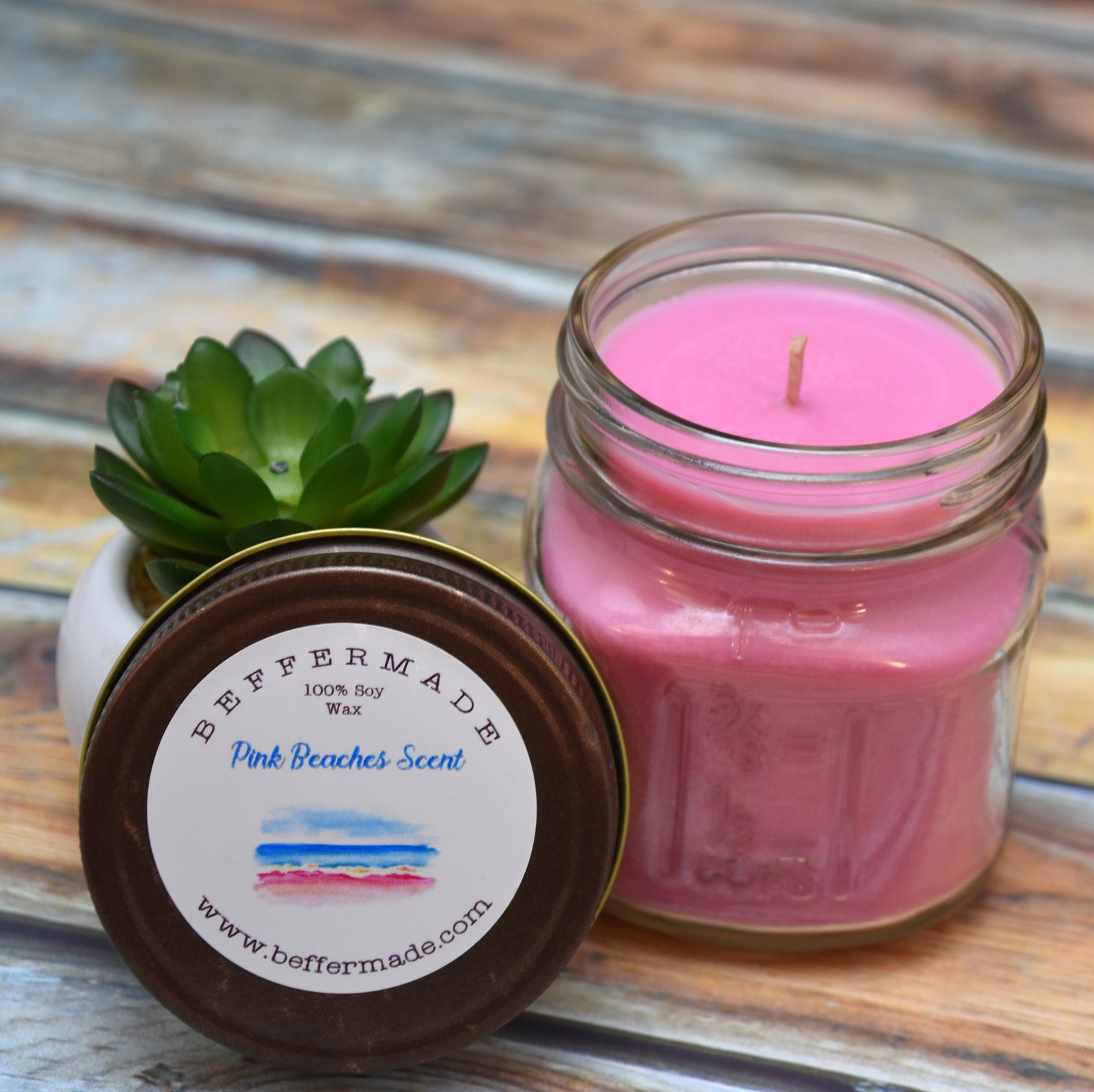 Pink Beaches Candle 8 Oz Soy Candle Etsy