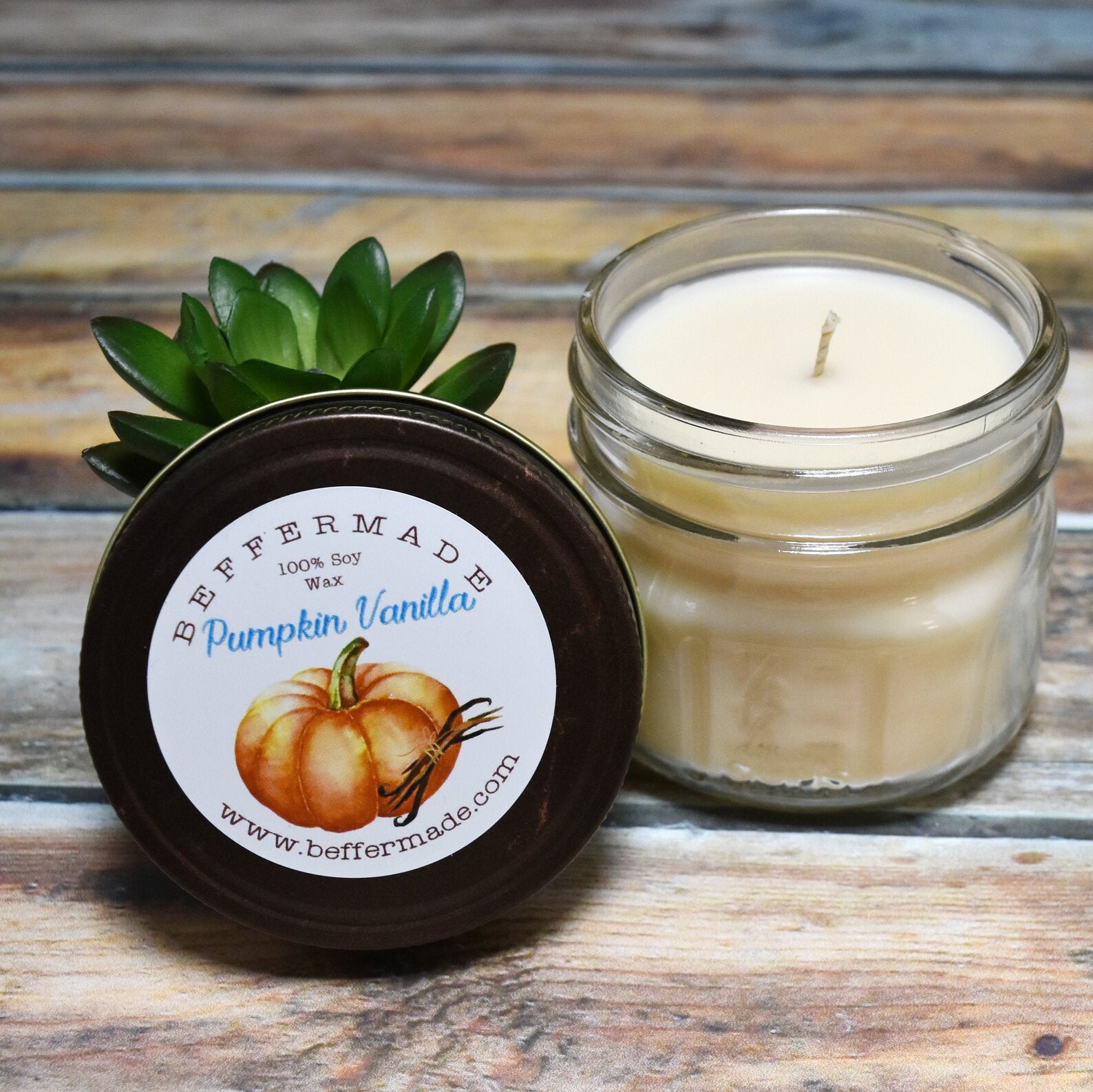 Pumpkin Vanilla Candle 4 oz Soy Candle Autumn Scent Etsy