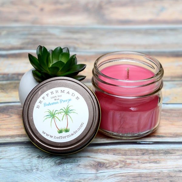 Bahama Breeze Candle, 4 oz Soy Candle, Fruity Scent