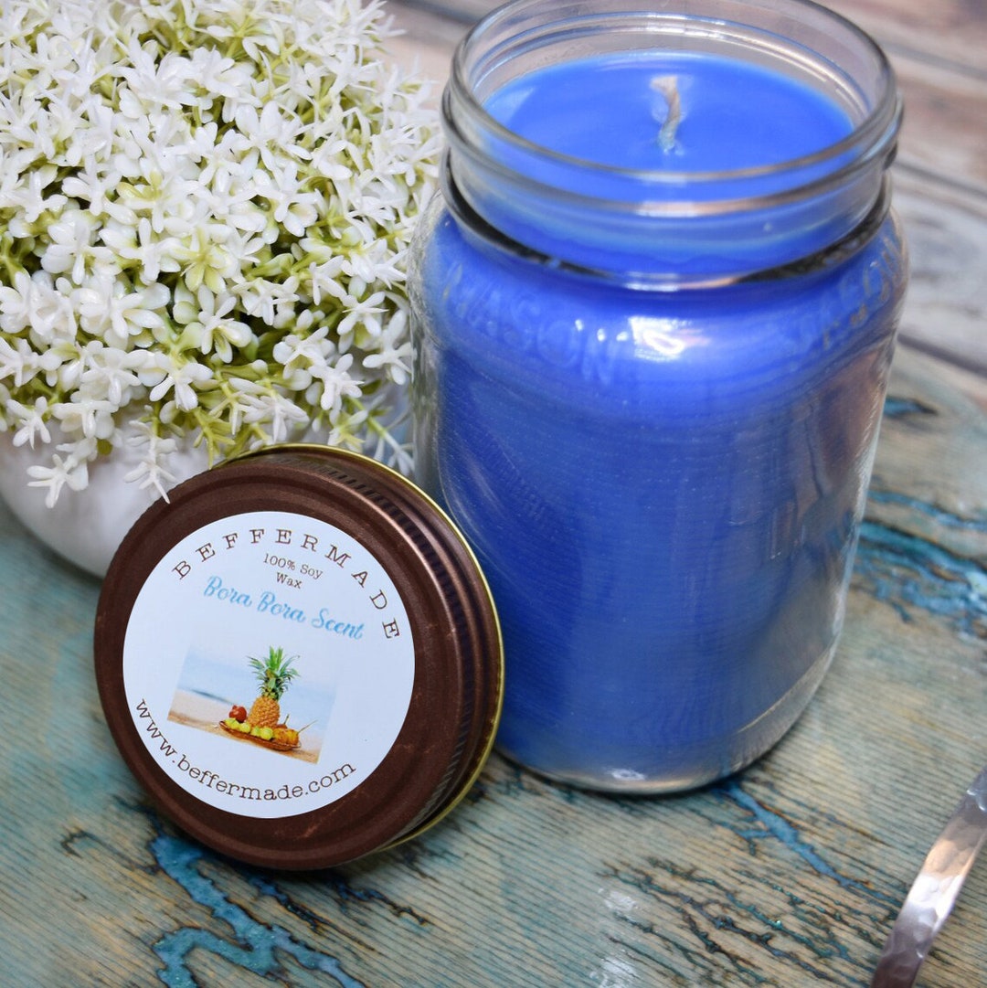 Sage Striped Ceramic Candle / Bora Bora