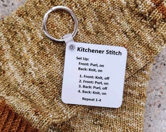 Kitchener Stitch directions keychain, Kitchener Stitch cheater, Kitchener Stitch