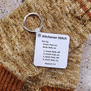 Kitchener Stitch directions keychain, Kitchener Stitch cheater, Kitchener Stitch