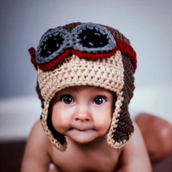 Baby Boy Aviator Hat, Infant Boy Aviator Hat, Crochet Baby Aviator Hat, Crochet Baby Hats, Infant Hats, Baby Hats