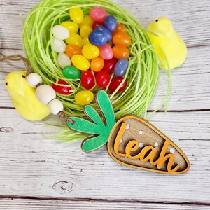 Easter Basket Tag, Name Tag for Easter Basket, Personalized Carrot Name Tag, Easter Basket image 3