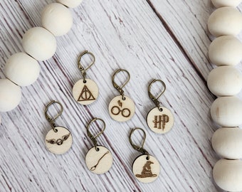 Hogwarts Stitch Marker set, Progress keeper, knitting stitch marker, crochet stitch marker, Harry Potter stitch marker set