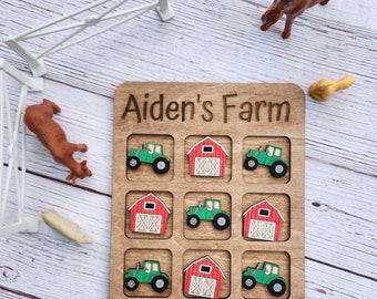 Farm Game, Personalized Farm Game, Farm tic tac toe, Tractor game, Tractor tic tac toe game, Personalized tic tac toe board