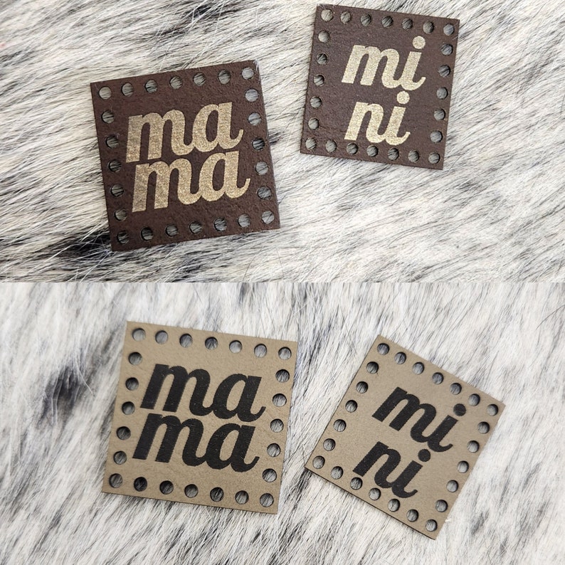 Mama and Mini Knit Hat Patch Crochet Beanie Patch Blanket Patch Knit tag Knit label Faux Leather Patch Patch for handmade items image 3