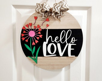 Hello Love Door Sign, Dandelion Door Sign