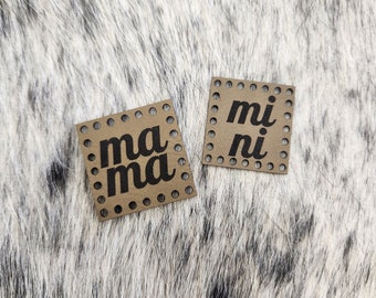 Mama and Mini Knit Hat Patch! Crochet Beanie Patch! Blanket Patch! Knit tag! Knit label! Faux Leather Patch! Patch for handmade items!