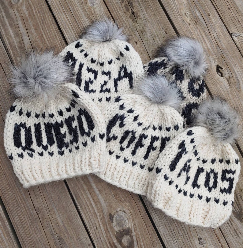 Queso knit hat, Queso knit beanie, Queso pom pom hat, Queso hat, Queso beanie, Chunky knit image 2