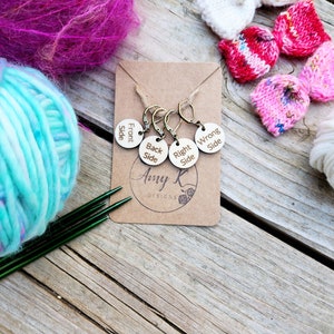 Right Side Wrong Side stitch markers, Front side Back side stitch markers, knitting or crochet stitch marker, progress keeper image 1