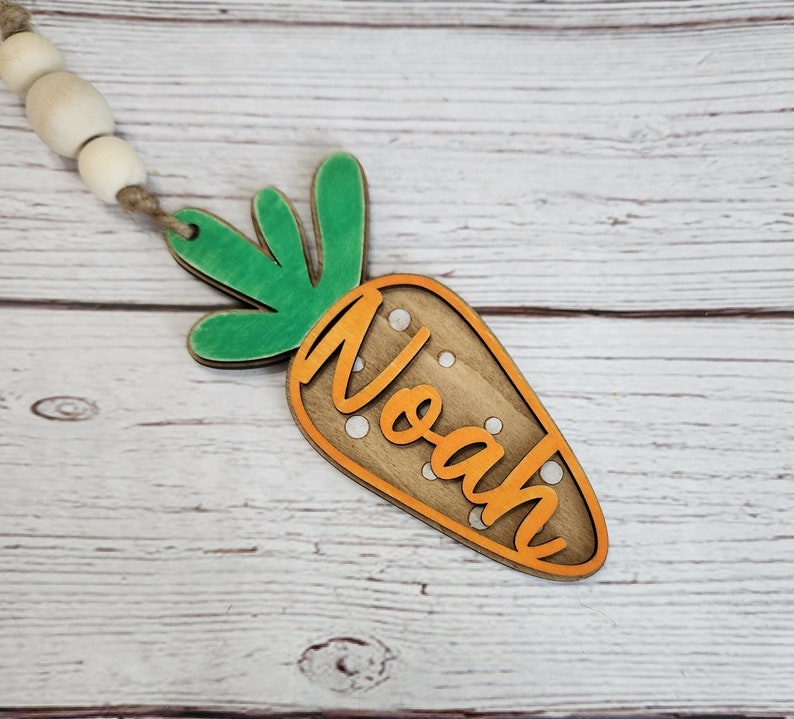 Easter Basket Tag, Name Tag for Easter Basket, Personalized Carrot Name Tag, Easter Basket image 4