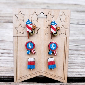 Stud earring set, 4th of July earring set, America Flag Earrings, 4th of July Earrings, American USA, Patriotic Earrings, Independence day