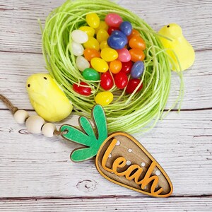 Easter Basket Tag, Name Tag for Easter Basket, Personalized Carrot Name Tag, Easter Basket image 1